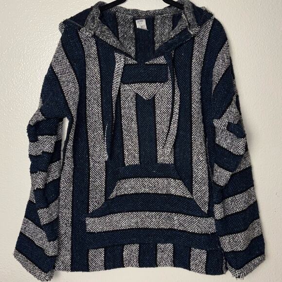Molina vintage Baja Hoodie Sweater pullover Size Medium Unisex Blue and Gray - Picture 16 of 16